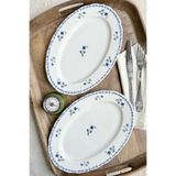 porselenden Jülide 2li 30 Cm Premium Porselen Büyük Boy Kayık Sunum Servis Seti Mavi Çiçek Desenli
