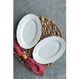 porselenden Lianna Krem 2'li 25 cm Orta Boy Meze Sunumluk Kayık Tabak Seti
