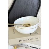 porselenden Modern Gold 19 Cm 2'li Derin Premium Porselen Salata Kasesi Sunum Seti