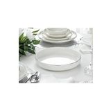 porselenden Modern Gümüş Krem 24 Cm Büyük Boy Porselen Salata Kasesi Sunum Servis Tabağı