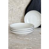 porselenden Modern Gümüş Krem 4 Kişilik 19 Cm Porselen Çukur Yemek Tabağı Seti