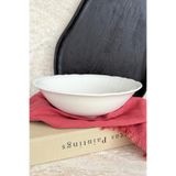 porselenden Perla Krem 23 Cm Büyük Boy Porselen Derin Salata Kasesi Sunum Servis Tabağı