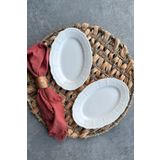 porselenden Perla Krem 2'li 20 cm Küçük Boy Premium Porselen Kahvaltılık Sunum Kayık Tabak Seti