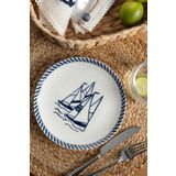 porselenden Sail Premium Porselen 19 cm Lacivert Marin Desenli Pasta Tabağı TEKLİ