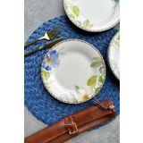 Porselenden Spring 6 Kişilik 20 Cm Krem Çiçekli Porselen Pasta Tabağı Servis Seti