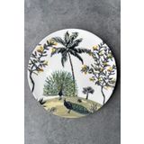 porselenden Tavus 6 Parça 6 Kişilik Premium Porselen 25 Cm Limon Desenli Servis Tabağı Takımı