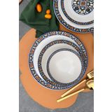 porselenden Verde 12 Parça 4 Kişilik Premium Porselen Yemek Takımı Özel Kesim Gri Gold Çiçek Desenli