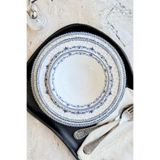 porselenden Victoria 24 Parça 6 Kişilik Premium Porselen Yemek Takımı Mavi Gri Desenli Vintage Desen