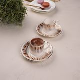 Porser Pera Kahverengi 2 Kişilik 4 Parça Kahve Fincan Takımı