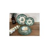 Porser Porselen Fulya Velour Green Yemek Takımı 6 Kişilik 24 Parça