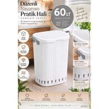 Porsima 0157-1 Still Beyaz Kirli Çamaşır Sepeti 60 Lt Kapaklı, Hava Delikli, Kulplu Plastik Çamaşır Sepeti Beyaz