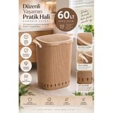 Porsima 0157-2 Still Mokka Kirli Çamaşır Sepeti 60 Lt - Kapaklı, Hava Delikli, Kulplu Plastik Çamaşır Sepeti