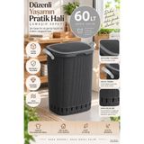 Porsima 0157 Still Antrasit Kirli Çamaşır Sepeti 60 Lt Kapaklı, Hava Delikli, Kulplu Plastik Çamaşır Sepeti Antrasit