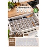 Porsima 0382 10'lu Modüler Çekmece İçi Organizer Seti 30x7,5 Cm – Şeffaf Mutfak, Kaşıklık, Çatal Bıçak Ve Makyaj Düzenleyici