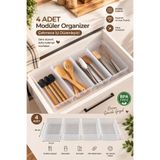 Porsima 0383 4'lü Modüler Çekmece İçi Organizer Seti 30x15 Cm – Şeffaf Mutfak, Kaşıklık, Kozmetik Ve Ofis Düzenleyici