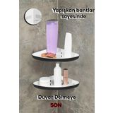 Porsima 0447 2'li İstiridye Banyo Köşe Rafı - Paslanmaz Yapışkanlı Duş Rafı Banyo Düzenleyici Organi
