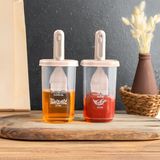 Porsima 0520 2'li Etiketli Silikon Fırçalı Yağlık - Sosluk-Yağdanlık Erzak Saklama Kabı 350C - Çok Renkli