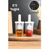 Porsima 0520 2'li Etiketli Silikon Fırçalı Yağlık - Sosluk-Yağdanlık Erzak Saklama Kabı 350cc