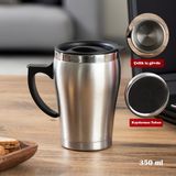 Porsima 05550 Paslanmaz Çelik Kupa Sızdırmaz Çelik Termos Araç Termosu El Termosu Yalıtımlı Bardak 350Ml -Gümüş