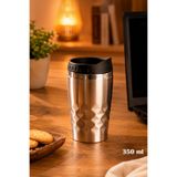 Porsima 05554 Paslanmaz Çelik Kupa Sızdırmaz Çelik Termos Araç El Termosu Yalıtımlı Bardak 350ml -Gümüş