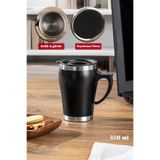 Porsima 05667 Paslanmaz Çelik Kupa Sızdırmaz Çelik Termos Araç El Termosu Yalıtımlı Bardak 350ml -Siyah