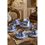 Porsima 0731 12 Parça Porselen Türk Kahve Fincan Takımı - Kahve Fincan Seti - 90ML - Açık Mavi - 90 ml