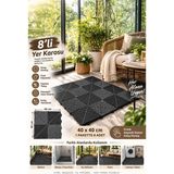 Porsima 0775 Antrasit Geçmeli Plastik Yer Karosu 8'li Set – Kaymaz Izgaralı Balkon, Banyo & Teras Zemin KARO(40X40 Cm) - 40 x 40 cm