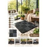 Porsima 0775 Antrasit Geçmeli Plastik Yer Karosu 8'li Set – Kaymaz Izgaralı Balkon, Banyo & Teras Zemin Karo(40x40 cm)