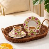 Porsima 0784 12 Parça Porselen Türk Kahve Fincan Takımı - Çiçek Desenli Kahve Fincan Seti - 90ml Çok Renkli