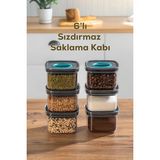 Porsima 100 Pro 6lı Sızdırmaz Yiyecek Erzak Saklama Kabı Seti - 500ML - 500 ml - Füme