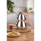 Porsima 1029-1 Damla Bakalit Kulp Orta Boy Paslanmaz Çelik Çaydanlık Takımı - Rose - 1.25-2.00LT - Pembe