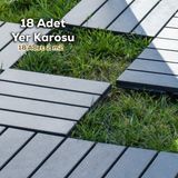 Porsima 1066 Bahçe Balkon Teras Zemin Paspası Banyo Paspası 18'li Dış Mekan Yer Karosu Antrasit - 18li