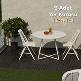 Porsima 1066 Bahçe Balkon Teras Zemin Paspası Banyo Paspası 9'lu Dış Mekan Yer Karosu Antrasit - 9lu
