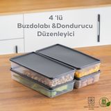 Porsima 1101 4 Lu Dikdortgen No-Frost Derin Dondurucu Cok Amacli Yiyecek Saklama Kabi Seti