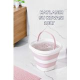 Porsima 1175-1 Damla Katlanabilir Silikon Su Kovası 28x30cm Banyo Balkon Temizlik Kovası 10 Lt. - Pudra