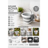 Porsima 1175 Damla Katlanabilir Silikon Su Kovası 28x30cm Banyo Balkon Katlanır Temizlik Kovası 10 Lt