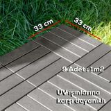 Porsima 1177 Bahçe Balkon Teras Zemin Paspası Banyo Paspası 9'lu Dış Mekan Yer Karosu Latte