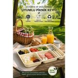 Porsima 1294-1 5 Bölmeli BPA İçermez Lüks Plastik Piknik Yemek Servis Tabağı-Tabldot Servis Tabağı Krem -21*31*3,5 cm