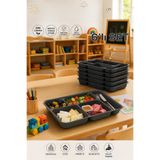 Porsima 1294 6 adet 5 Bölmeli BPA İçermez Lüks Plastik Piknik Yemek Servis Tabağı-Tabldot Servis Tabağı Antrasit-21*31*3,5 cm