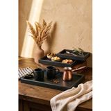 Porsima 1301050046 Ahşap Tepsi 3lü Set Çay Kahve Bambu Sunumu Tepsi Seti Siyah