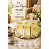Porsima 13938-1 Berrak 6'lı İnce Çizgili Cam Kahve Yanı Su Bardak Seti – Meşrubat & İkram Bardağı 200 ml
