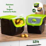 Porsima 1506 2'li 12l Çok Amaçlı Erzak Saklama Kutusu Sebzelik Ye