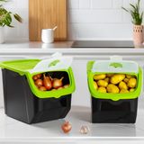 Porsima 1506 Yeşil 2'li Çok Amaçlı Plastik Patates Soğan Sarımsak Oyuncak Erzak Saklama Kutusu 12 L
