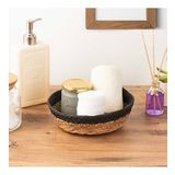 Porsima 15293 Cok Amacli Yuvarlak Dekoratif Hasir Sepet Duzenleyici Organizer Ekmeklik - Siyah