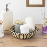 Porsima 15294 Cok Amacli Yuvarlak Dekoratif Hasir Sepet Duzenleyici Organizer Ekmeklik - Siyah