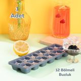 Porsima 159 Antrasit Buz Kalıbı 12 Bölmeli Buzluk Kalıbı - Renkli Barista Kokteyl Buz Kalıbı