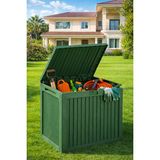 Porsima 161001-005 130LT Kilitli Organizer Kapaklı Bahçe Balkon Kiler Sandığı Çok Amaçlı Depolama Sandığı Yeşil