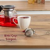 Porsima 16563-8 Paslanmaz Çelik Doğal Bitki Çayı Demleme Süzgeci - Maşalı Çay Demleme Süzgeci