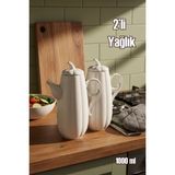 Porsima 17020 2li Pumpkin Porselen Çok Amaçlı Sunum ve Servis Yağdanlığı Yağlık Sirkelik Yağdanlık 1000+1000 ml - Beyaz - 1 lt