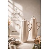 Porsima 17020 2li Pumpkin Porselen Çok Amaçlı Sunum ve Servis Yağdanlığı Yağlık Sirkelik Yağdanlık 1000+1000 ml - Beyaz - 1 lt